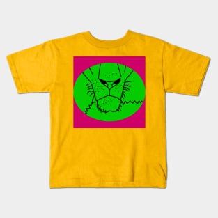 Minimal Green Lion Mouth Kids T-Shirt